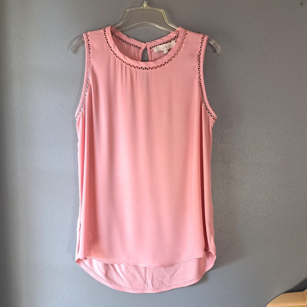 LOFT - Pink Sleeveless Tank Top, Size Large